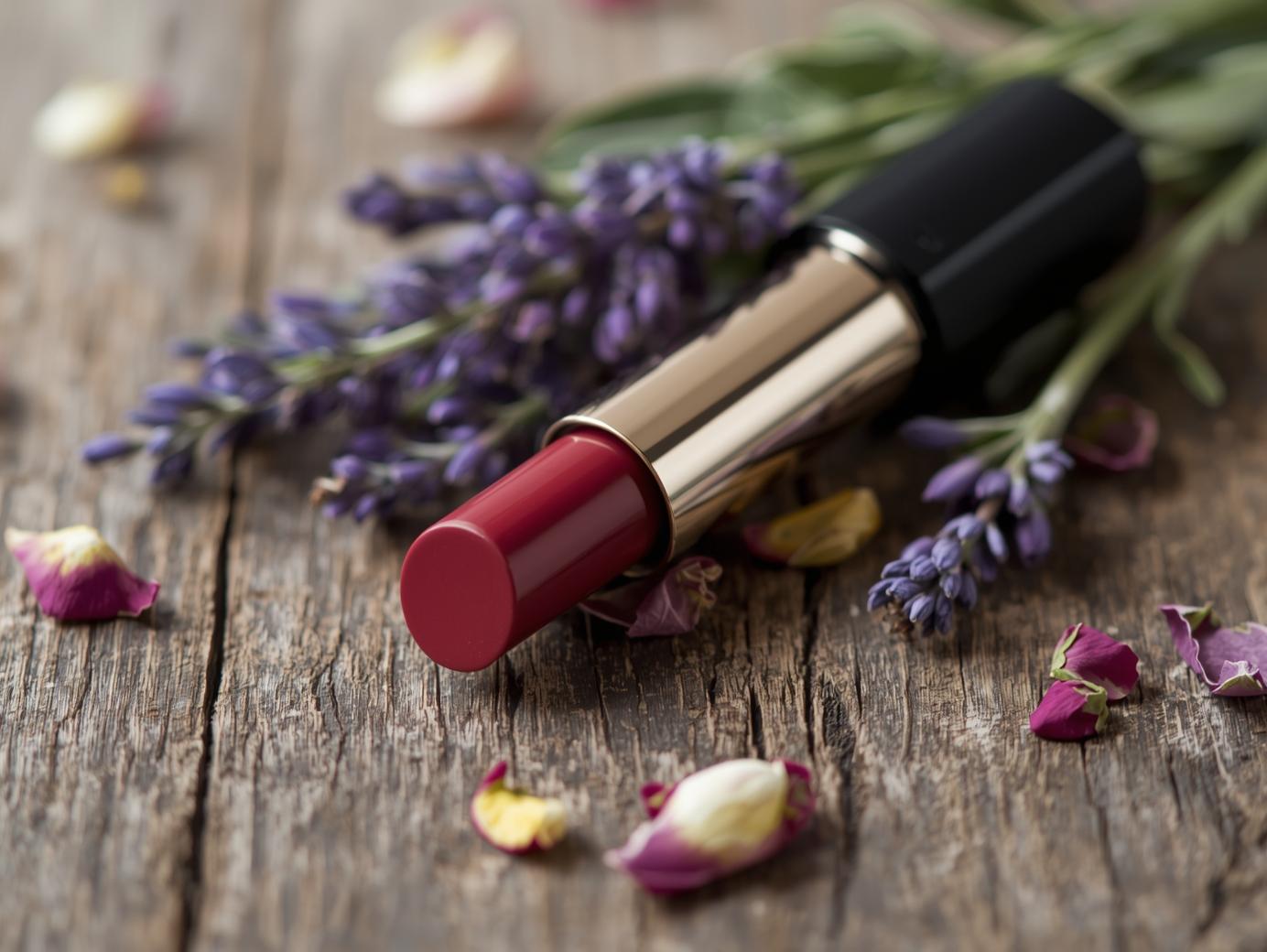 organic makeup ;closeup of lipstick
